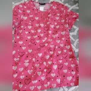 HeartSoul Pink and White Heart Print Top
